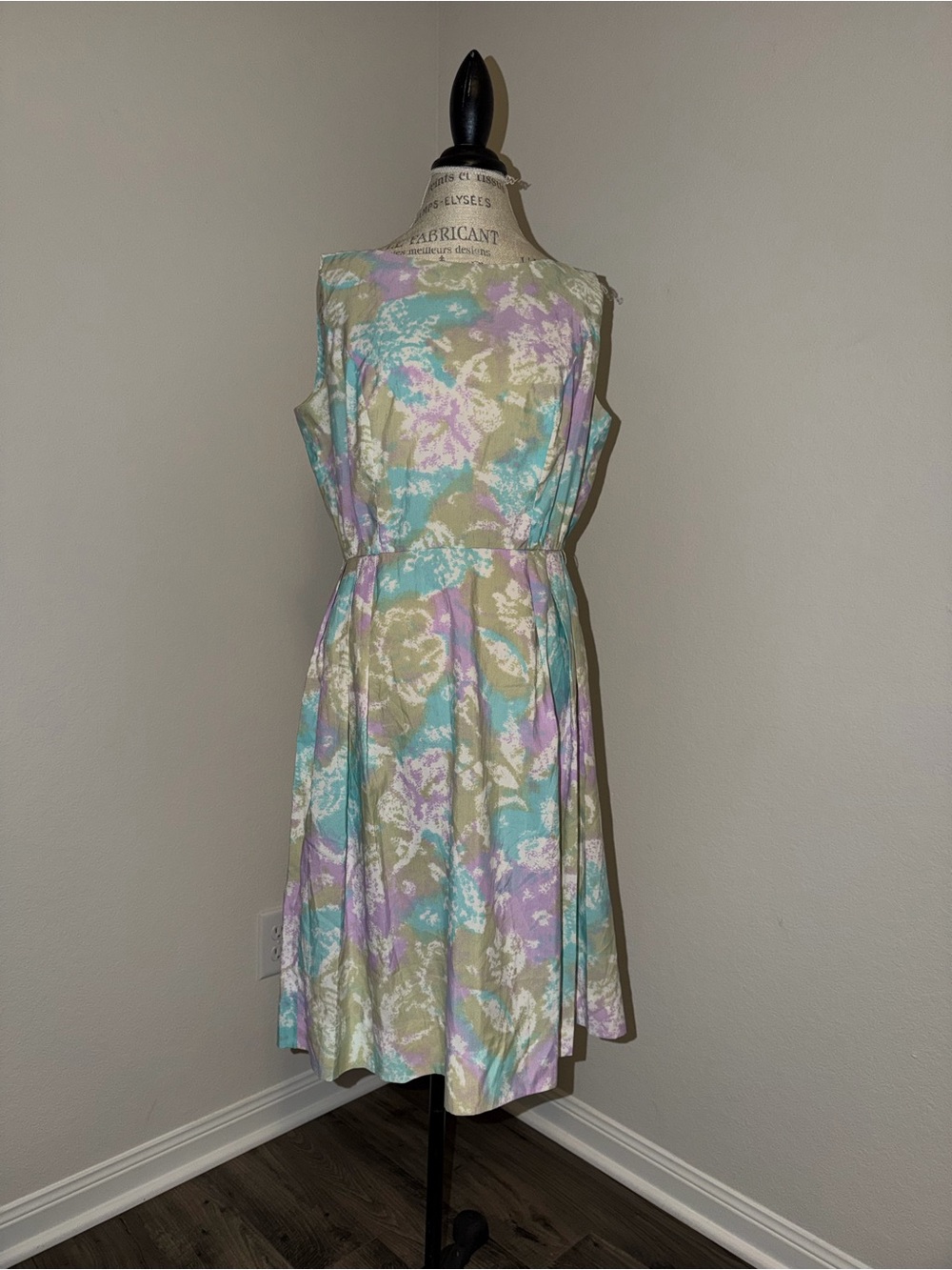 Sleeveless Pastel Floral A-Line Dress